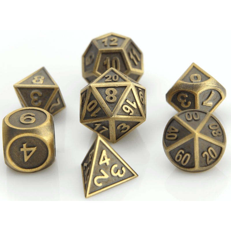Dice 7-set Metal Gothica (16mm) Battleworn Gold