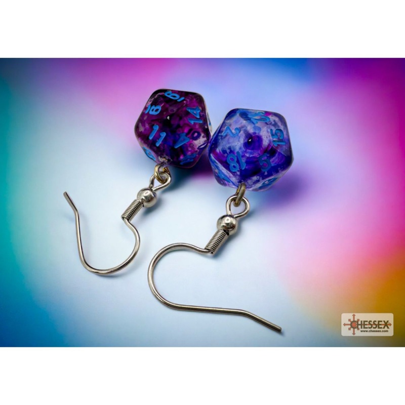 Chessex – CHX 54210 Hook Earrings Nebula Nocturnal Mini-Poly d20 Pair