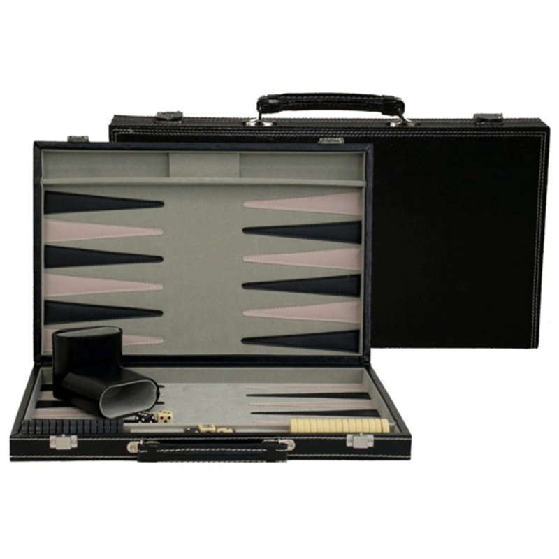 Backgammon (15in) Leatherette Black