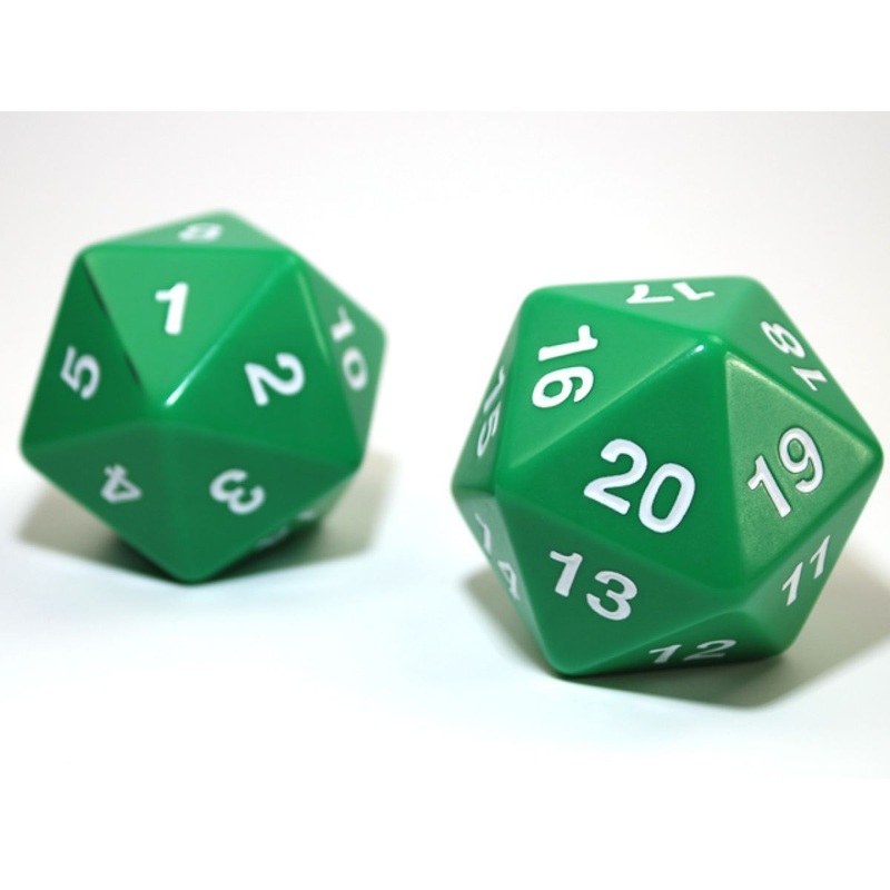 Chessex – CHX KOP12107 55mm Jumbo d20 Opaque Green/white countdown die (Preorder)