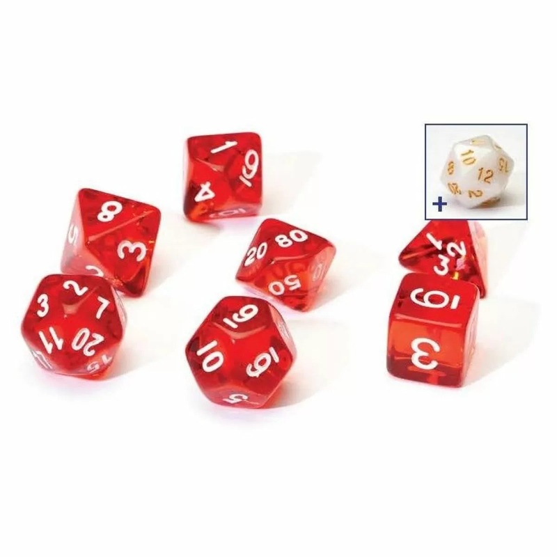 Sirius Dice Translucent Red Resin Dice Set 7