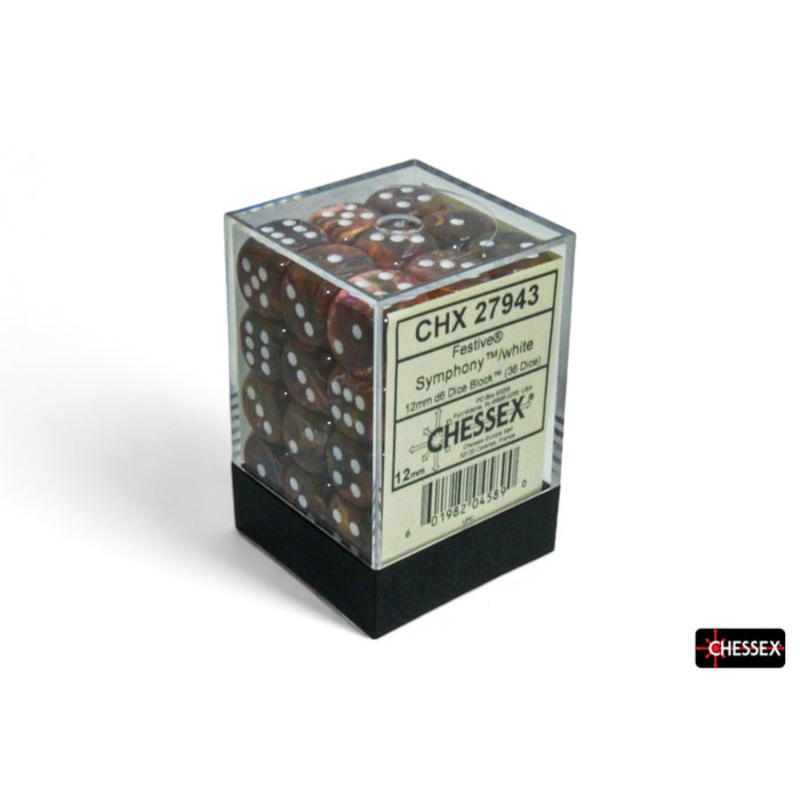 Chessex – CHX 27943 Festive Symphony/white 12mm d6 Dice Block (36 dice) (Preorder)