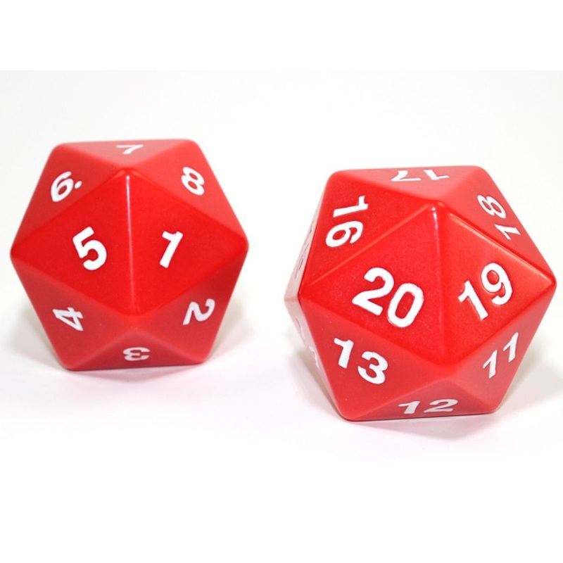 Chessex – CHX KOP11677 55mm Jumbo d20 Opaque Red w/white countdown die (Preorder)