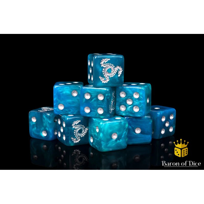 Baron of Dice Sci Fi Dice – Hydra Dice Serpent Blue Square Corner x25