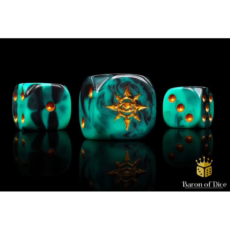 Baron Of Dice Eye Of Chaos Aquamarine Round Corner 16mm Dice X25