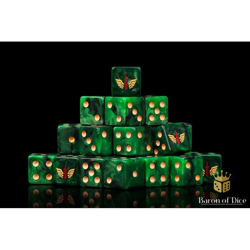 Baron Of Dice Angels Of Death Green Square Corner 16mm Dice X25