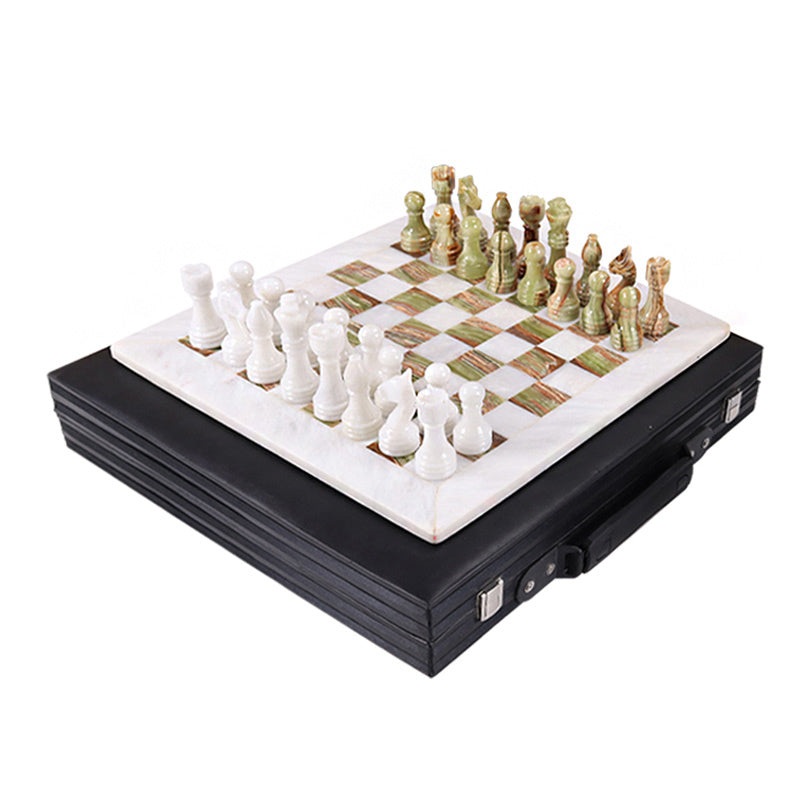 15inch Chess Set with Storage – White & Green