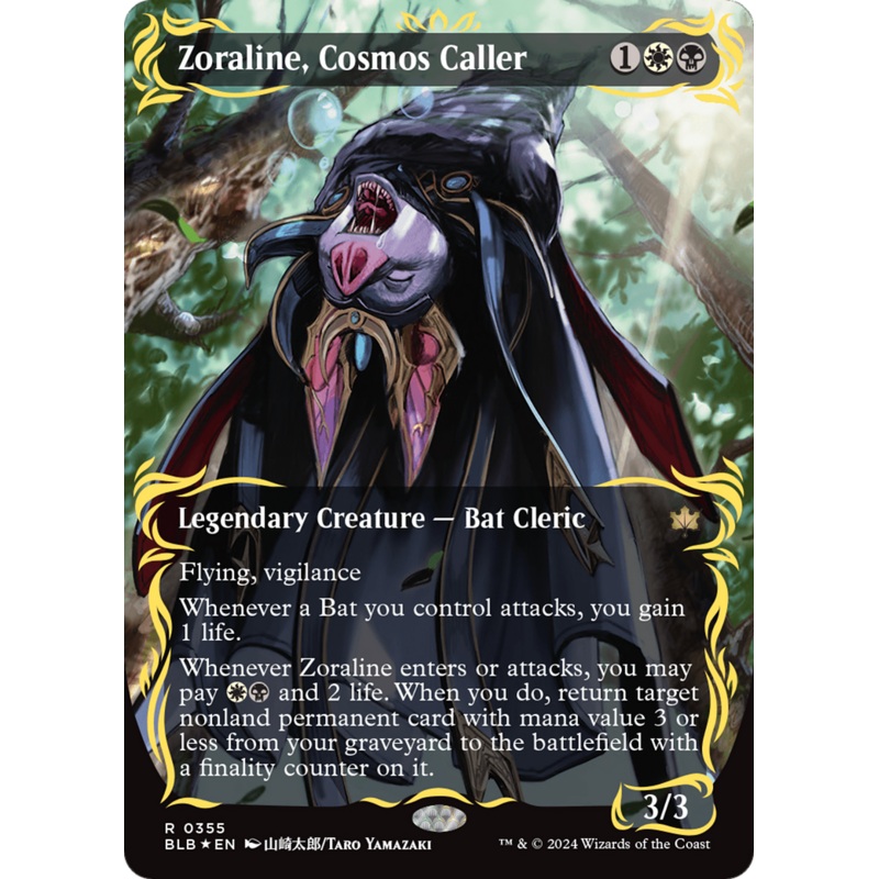 Zoraline, Cosmos Caller (BLB-355) – Bloomburrow: (Showcase) (Borderless) Foil [Rare]