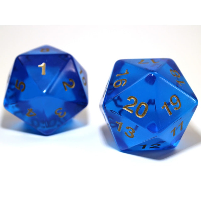 Chessex – CHX KOP18140 55mm Jumbo d20 Translucent Blue w/gold